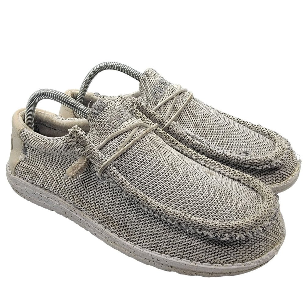 Hey Dude Wally Sox Stone Mens 10 White Comfort Lightweight Slip On Shoes